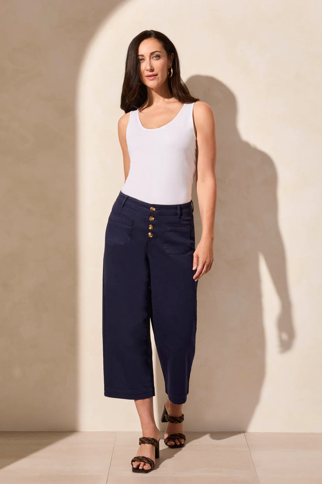 Audrey Navy Crop