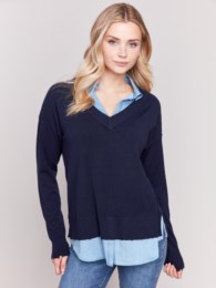 V- Neck Sweater Marine Blue