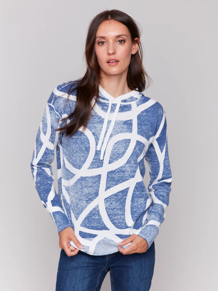 Blue Printed Hoodie