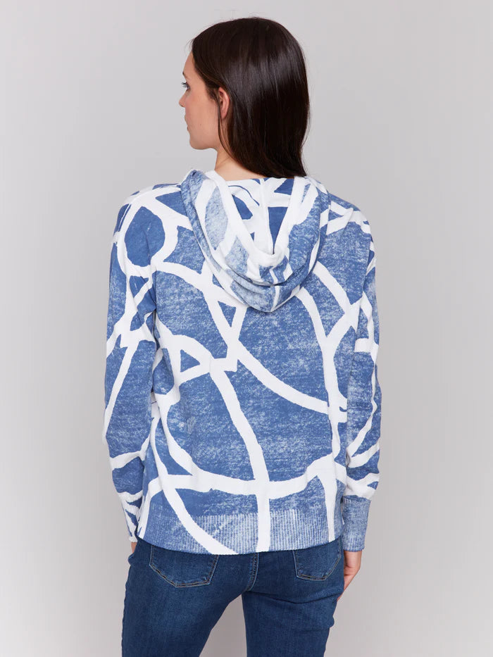 Blue Printed Hoodie