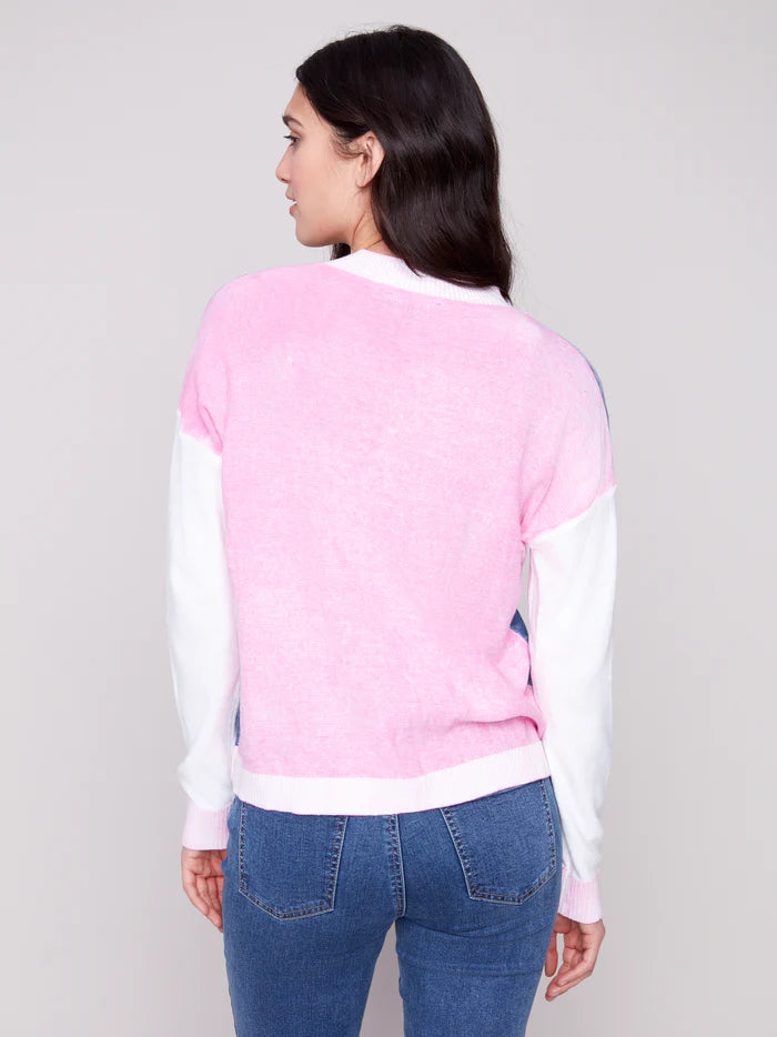 Colour Block Petal + Denim Sweater