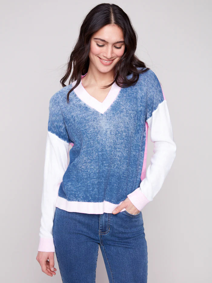 Colour Block Petal + Denim Sweater