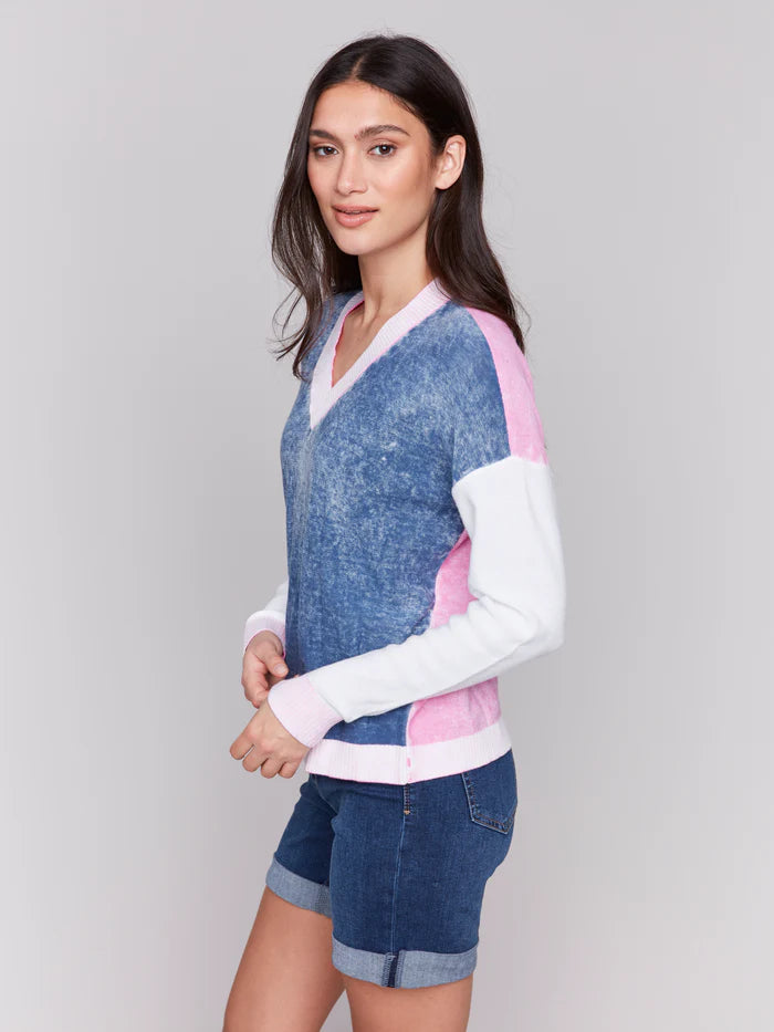 Colour Block Petal + Denim Sweater