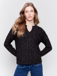 Speckled Yarn Cable Sweater