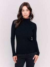 Basic Ribbed Knit Mock Neck Sweater