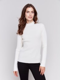 Basic Ribbed Knit Mock Neck Sweater