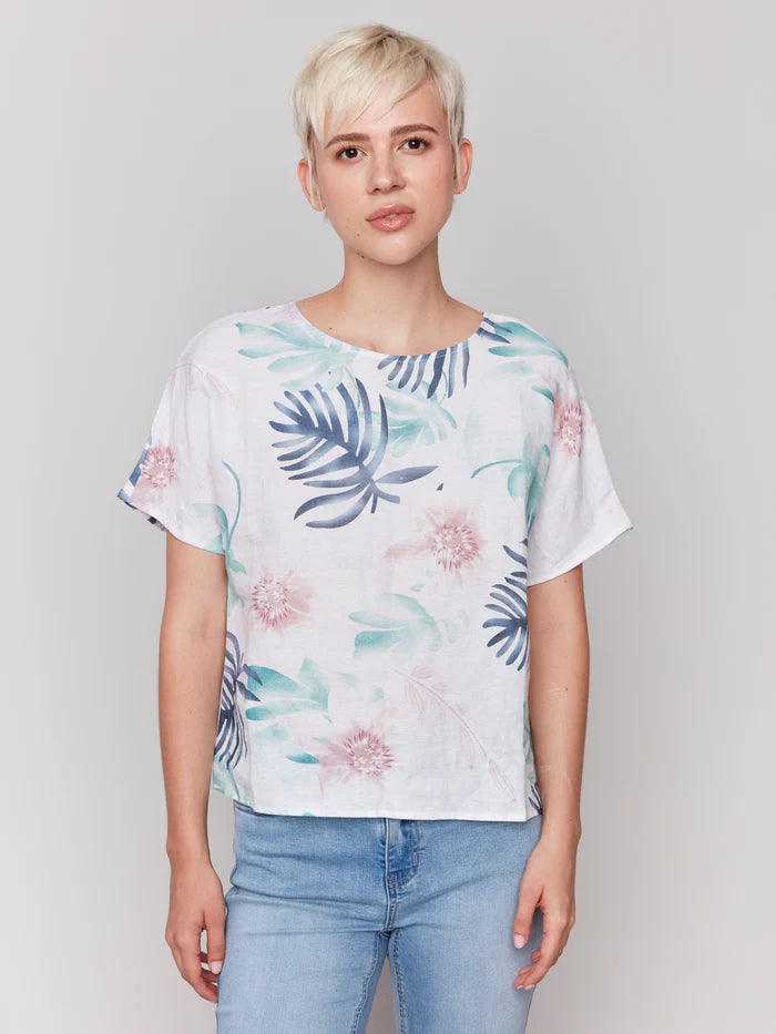 Lush Print Linen Top