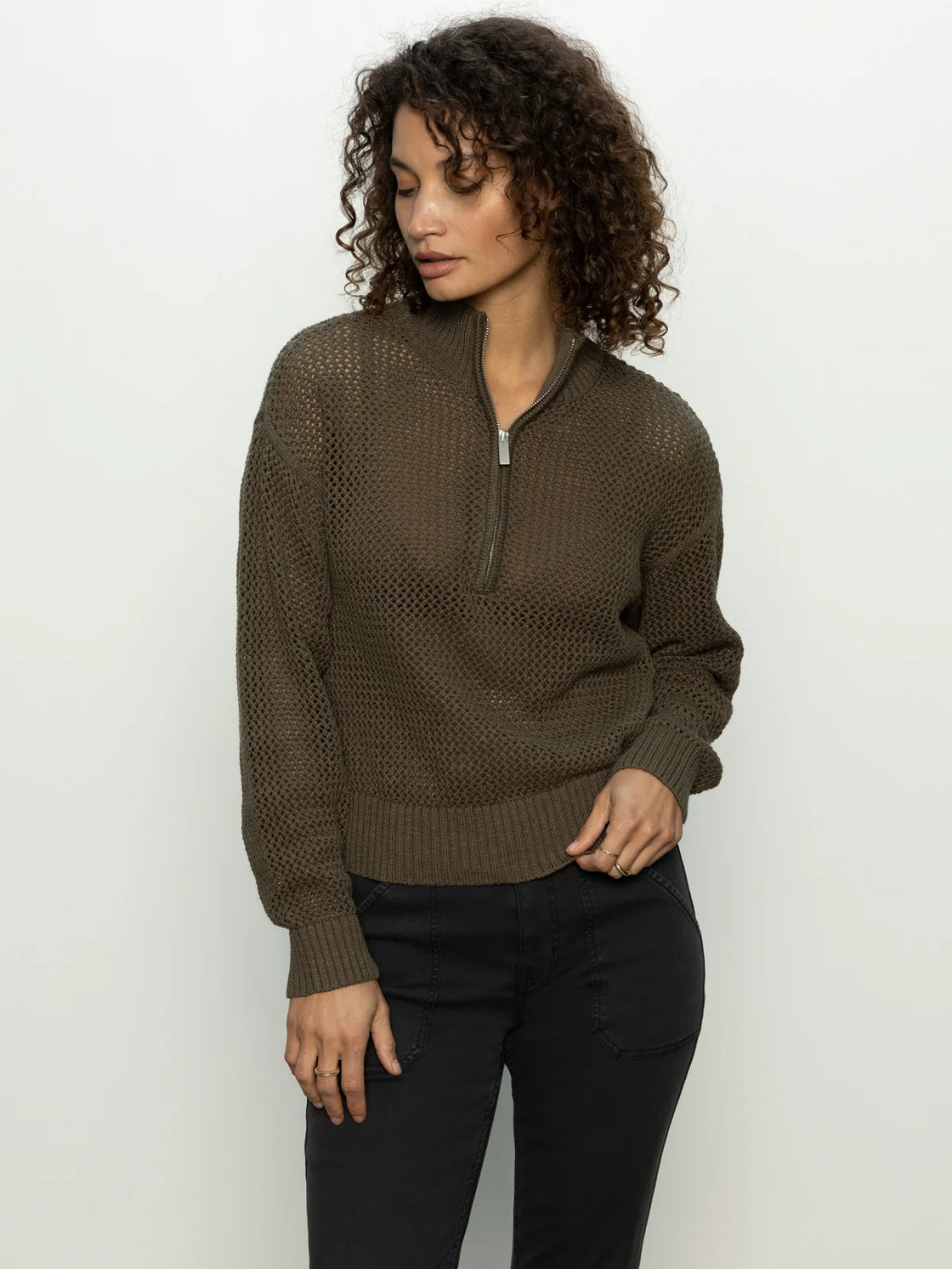 Open Half Zip Sweater