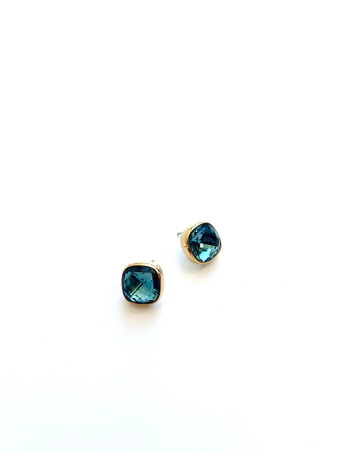 Indian Sapphire + Gold Cushion Earrings