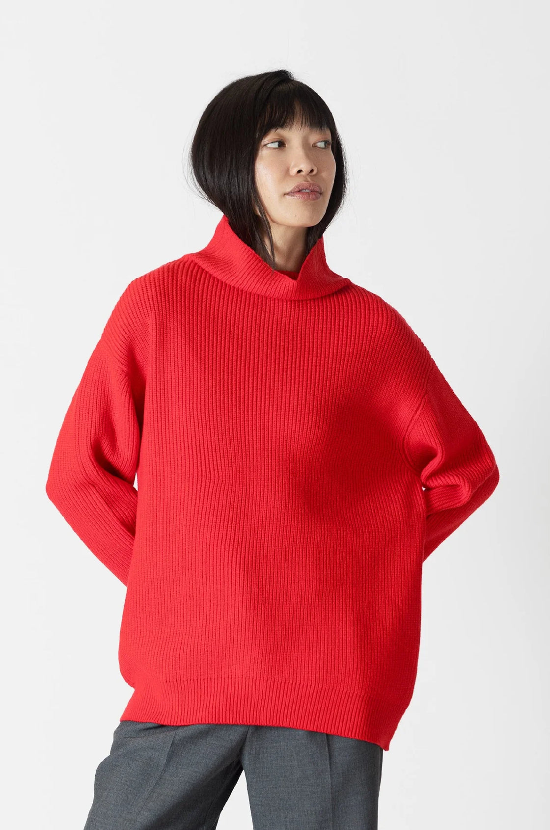 Ribbed Relaxed Mockneck