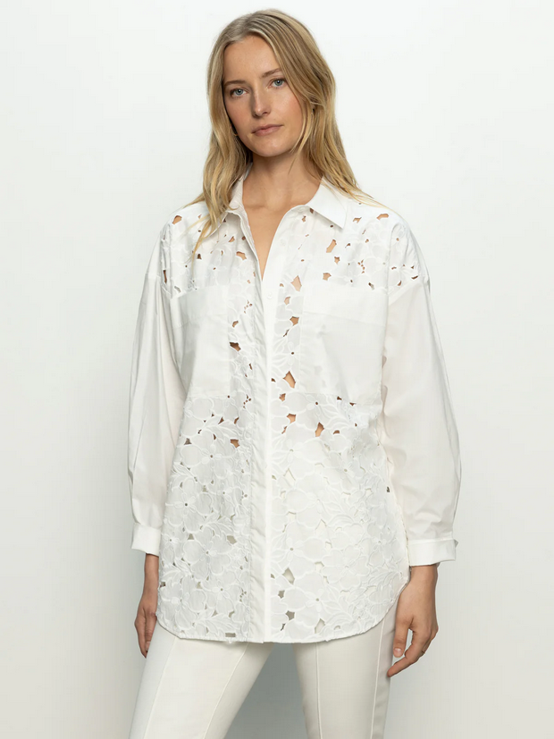 Lace Boyfriend Tie Back Blouse