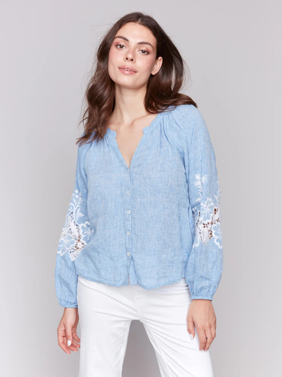 Chambray Cotten Linen Blouse