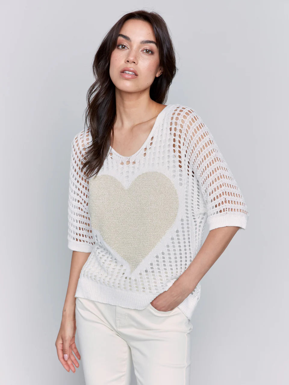 Lurex Heart Sweater