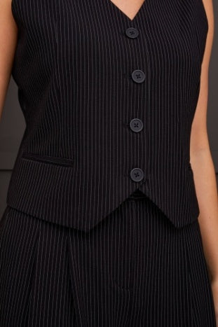 Button Front Pin Stripe Vest