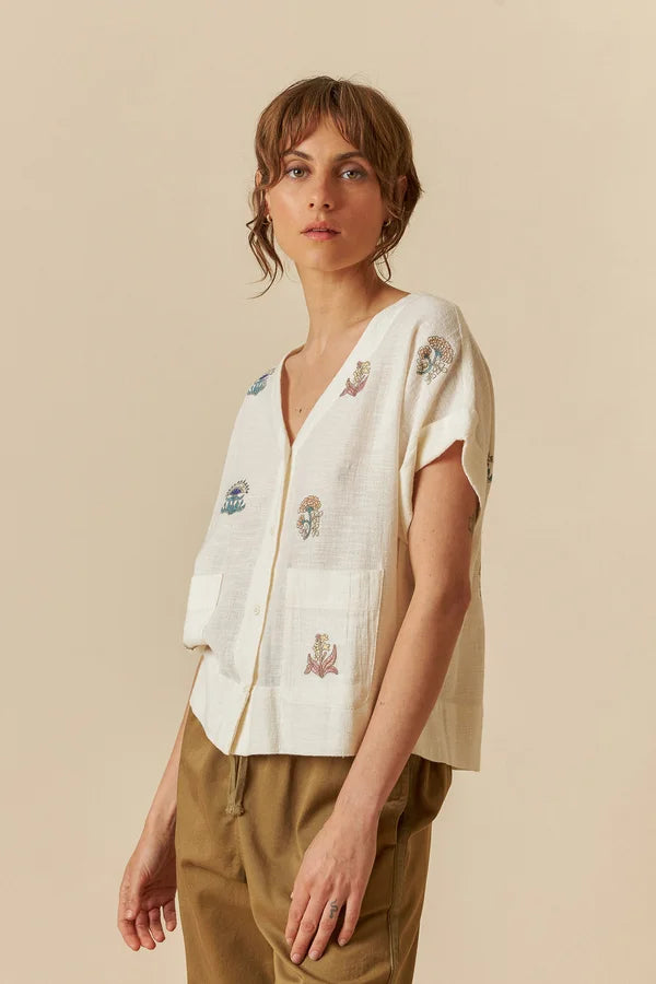 Short Sleeve Embroidered Blouse