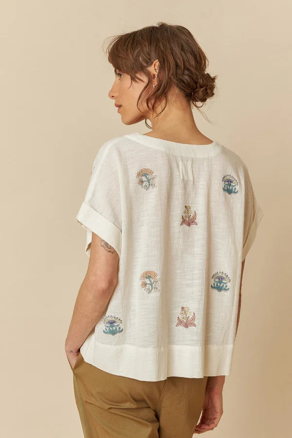 Short Sleeve Embroidered Blouse