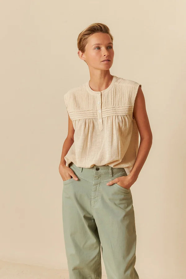 Gauze Pleated Blouse