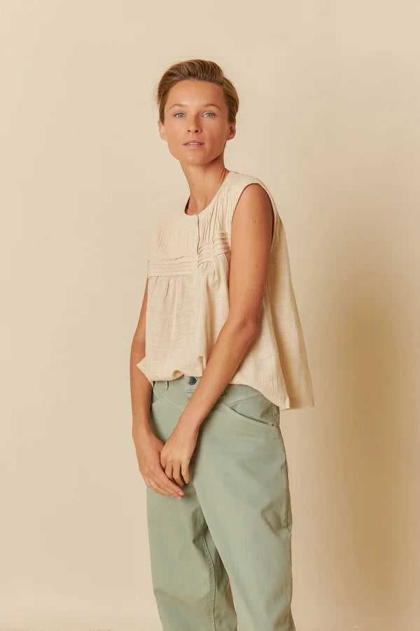 Gauze Pleated Blouse