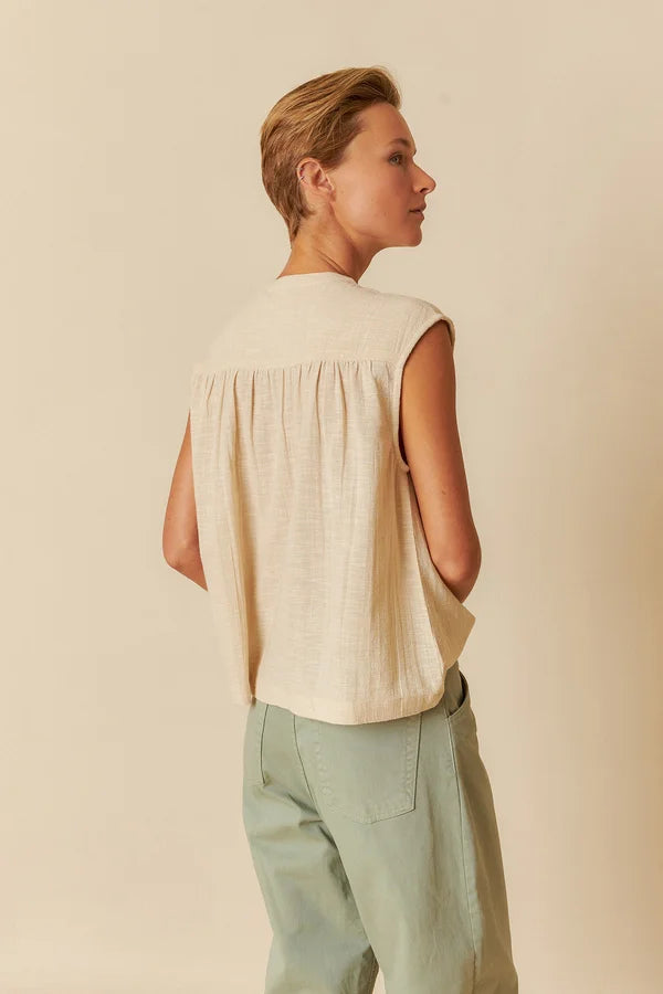 Gauze Pleated Blouse