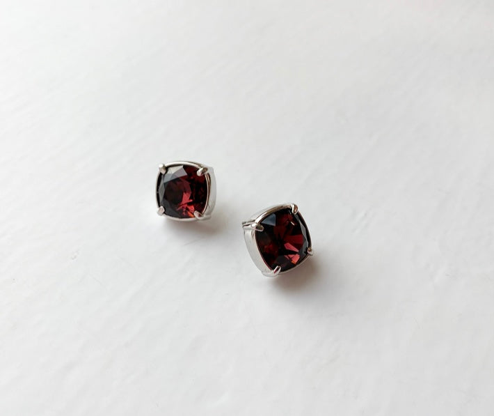 Burgundy Cushion Earring